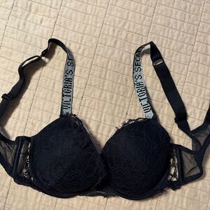 23 - SUMMER SALE! Victoria's Secret Black Push-up Bra w/Rhinestone Straps - 34B